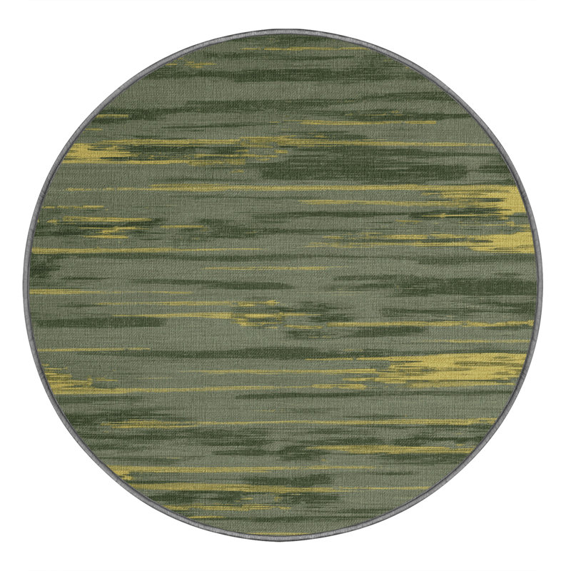 Machine Washable Abstract Brown Area Rug, Round 3'