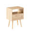 15.65" Woven End Table With Drawer And Solid Wood Legs - Practical Fashionable Accessory Versatile For Different Spaces, Easy To Assemble-1579899609