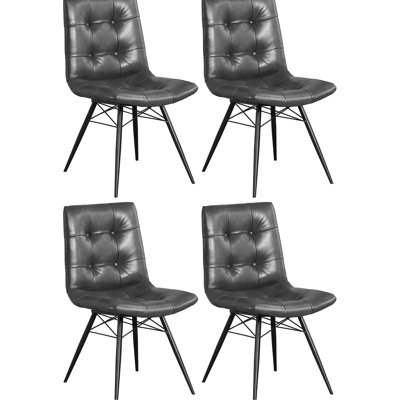 Of 4 Industrial Dining Chairs In Charcoal And Gunmetal - Back Design For A Comfortable Seating Experience Modern With Stable Legs Curved Seat