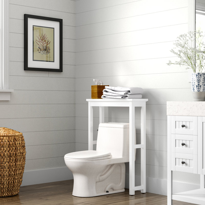 Dorset 27 x 9 White Wood Space Saver Toilet Base Cabinet with Storage Compartment on Top, White