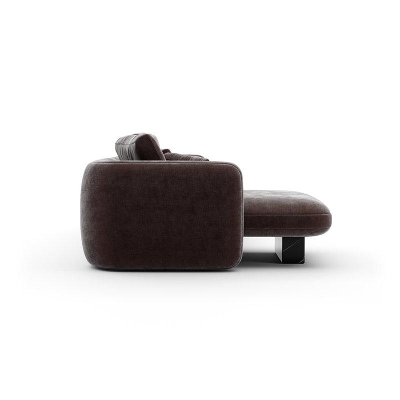 *Overlap Left Chaise Sec Small Dk Taupe, Left Hand Facing, Brown Polyester Blend