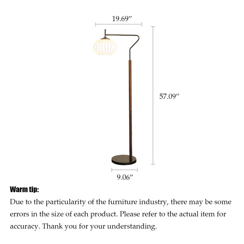 Lampe sur pied en noyer et en soie de style Mid-Century