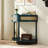 Wooden console Table with Sliding Rattan Door and buttom shelf-1634353687