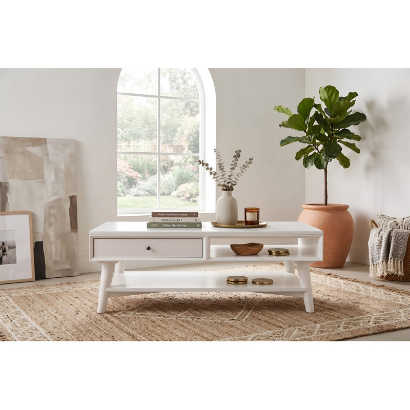Table basse blanche de style moderne Mid-Century
