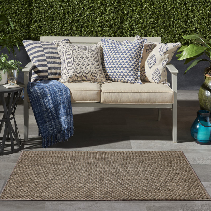 Tulum Solid Indoor/Outdoor Area Rug, Rectangle 3' x 5', Brown