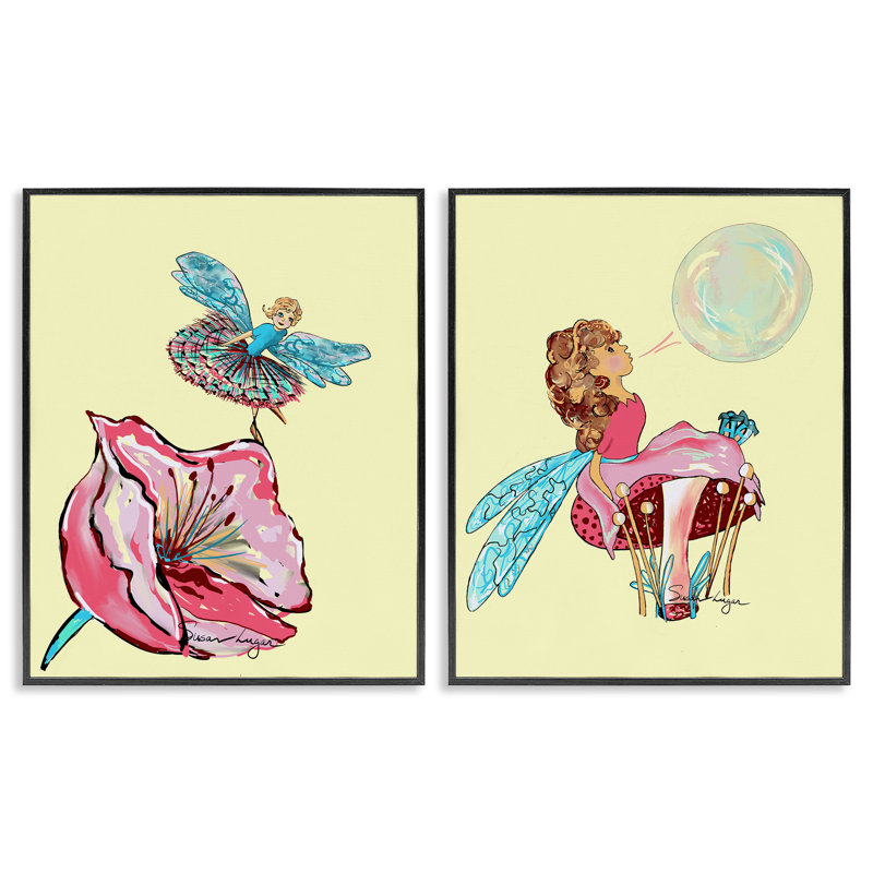 Ensemble de 2 giclées magiques avec ballerine, conception par Susan Lugar, H 14 po x l 11 po, Giclée encadrée noir minuit