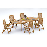 8 Seats 9 Pcs Grade-A Teak Wood Dining Set: 118" Double Extension Oval Table And 8 Ashely Folding Reclining Arm Chairs #11AS2608