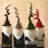 Felt Santa Wine Toppers With Curly Hats, Set Of 4