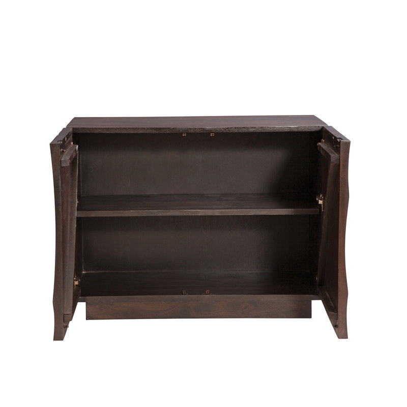Commode d'appoint en bois de manguier avec porte sculptée Reverie