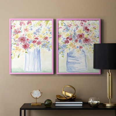 «Country Meadow Bouquet I», reproduction encadrée de qualité supérieure - prête à être accrochée - aucun clou requis - aucun clou requis