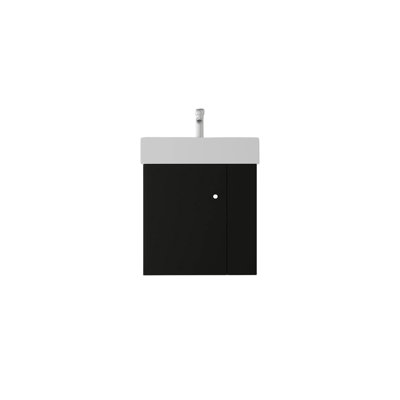 21.6 Inch Floating Bathroom Vanity with Sink, Soft-Close Door,Ceramic Sink,Plywood, Black