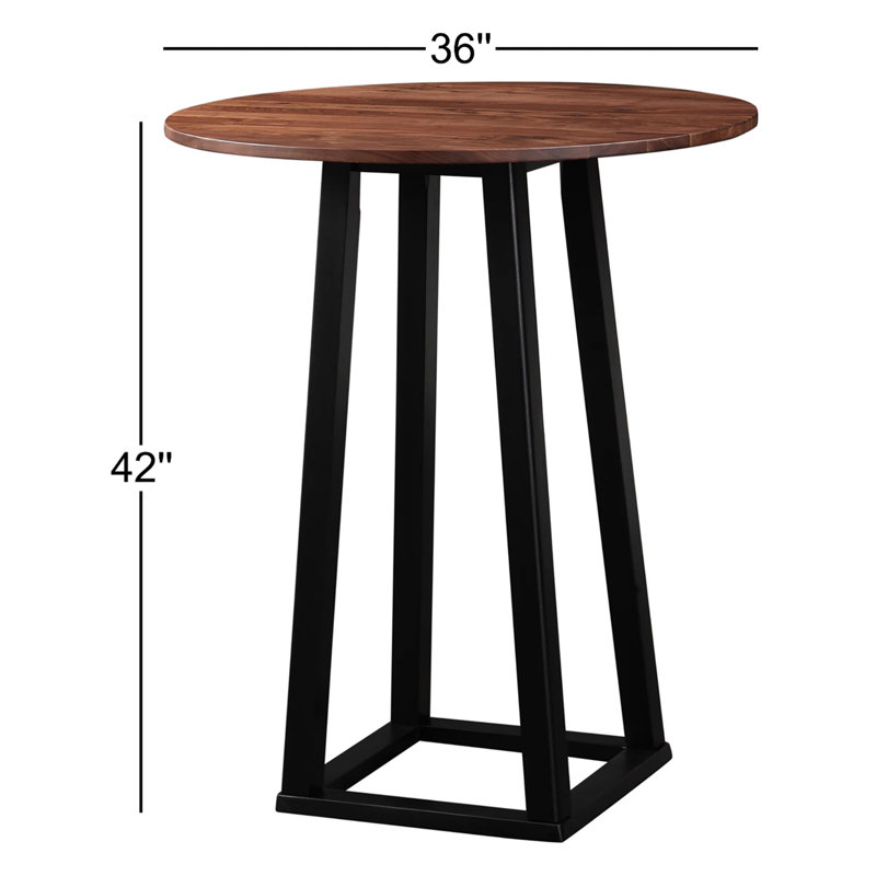 Tri-Mesa Round Walnut Wood Dining Table