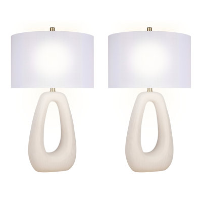 Serenity Loop Ceramic Table Lamp - Textured White - Set of 2