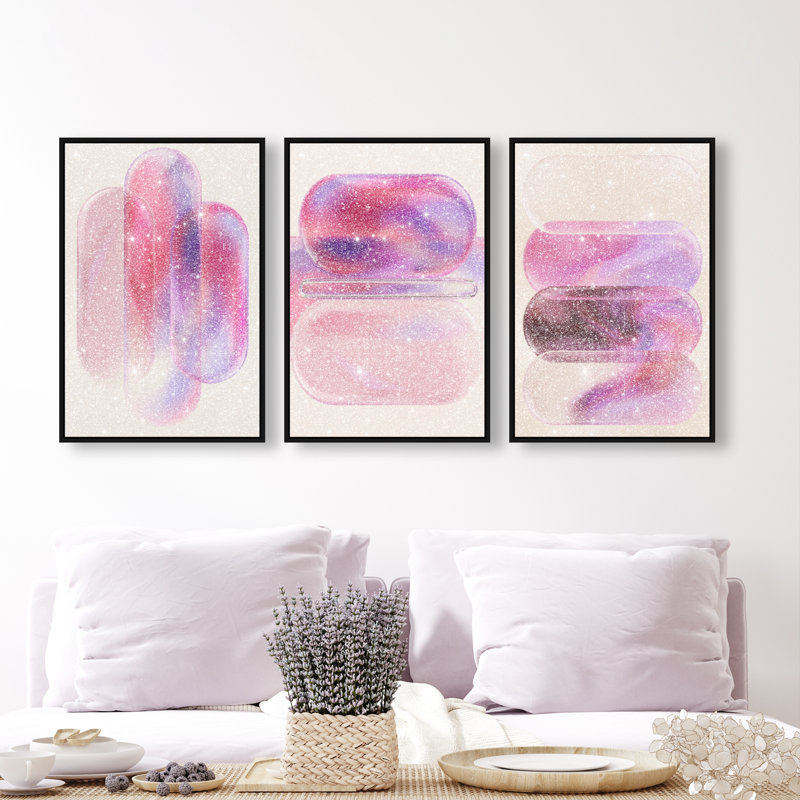Rose Topaz Set Set by Oliver Gal, 46"H x 31"W, Black Floater Frame