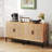 Rattan Storage Cabinet w/ 2-Door Buffet Sideboard & 3-Position Adjustable Shelf