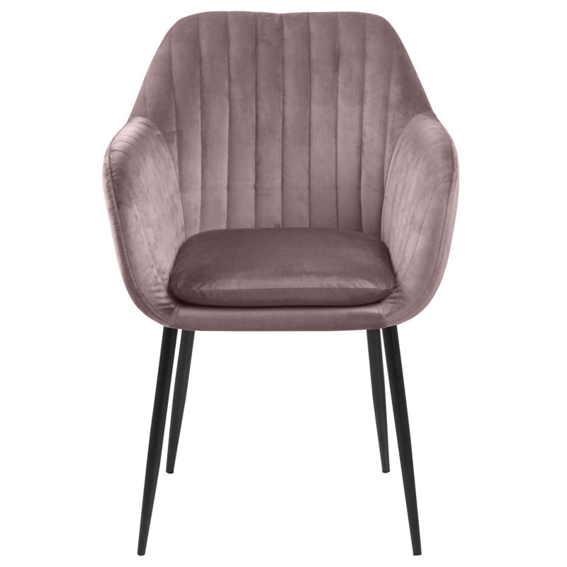 Saster 101.6cm H Tufted Velvet Upholstered Metal Armchair, Pastel Pink