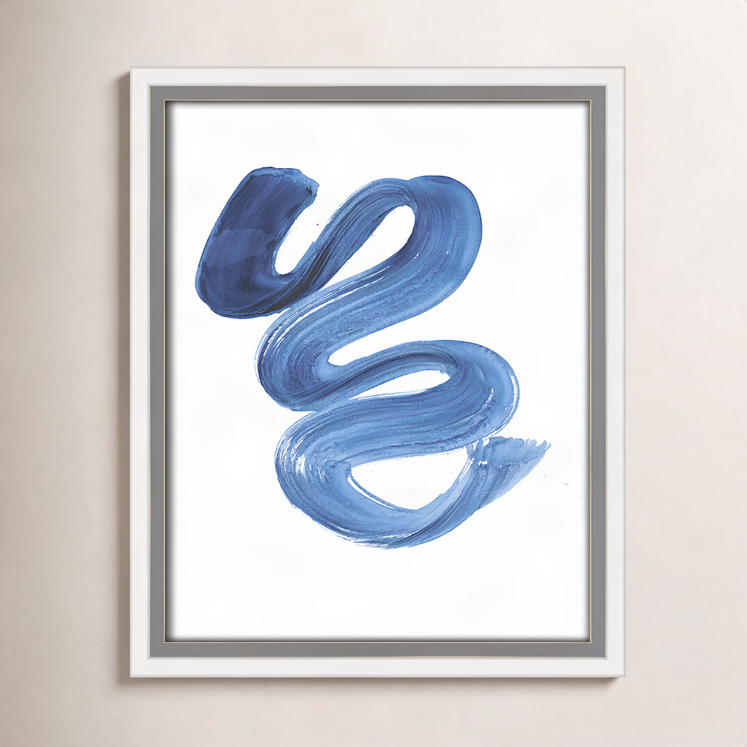 Coppola "Slinky Indigo II" Print by Filippo Ioco, White Framed Canvas, 11.5" H x 9.5" W x 2" D