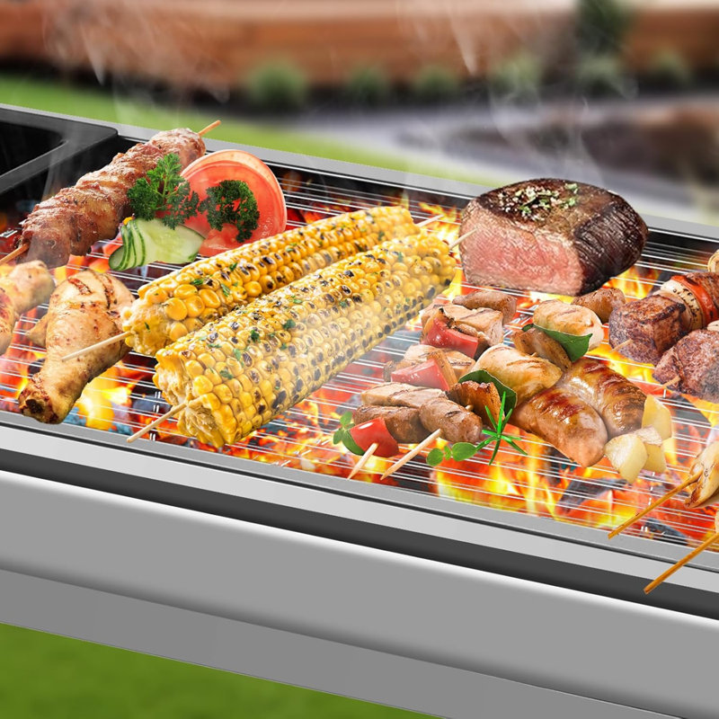 LIFERUN 37cm W Portable Gas & Charcoal Combo Grill
