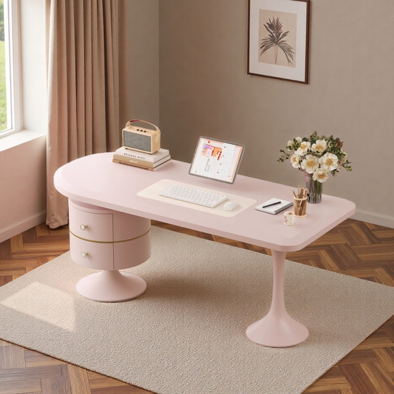 Bureau moderne, moderne, luxueux, épais, irrégulier et durable, H 29,52 po x l 62,99 po x P 23,62 po, Rose clair