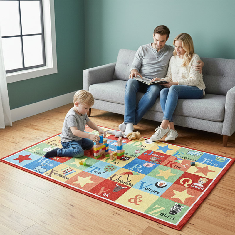 Furnish my Place 745 ABC with Animal ABC Area Rug for Kids | Educational Alphabet | Animals Children Rug | Contemporary Design | Multicolor