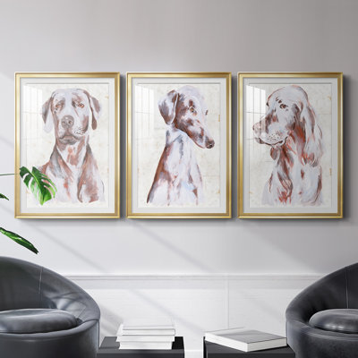 " Sitting Dog I " 3 - Pieces Painting Print