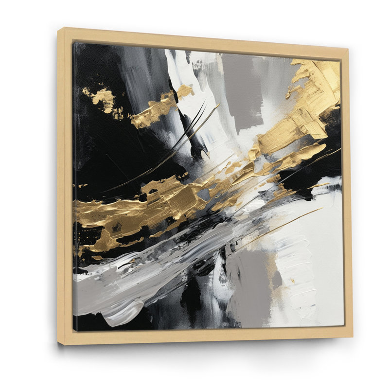 Golden River Wildness, abstrait or et noir - peinture abstraite, art mural, H 30 po x l 30 po x P 1 po