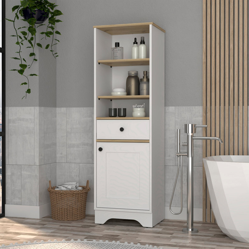 1-Drawer 3-Shelf Linen Cabinet, White