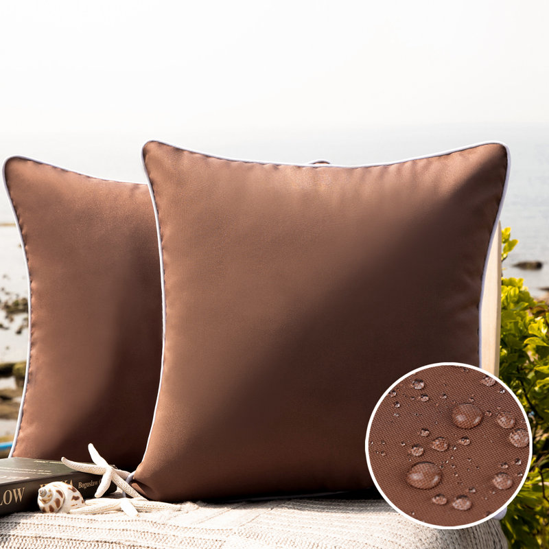 Housse de coussin d'extérieur Phantoscope, Café, Carré 18 po, Housse de coussin seulement - sans coussin