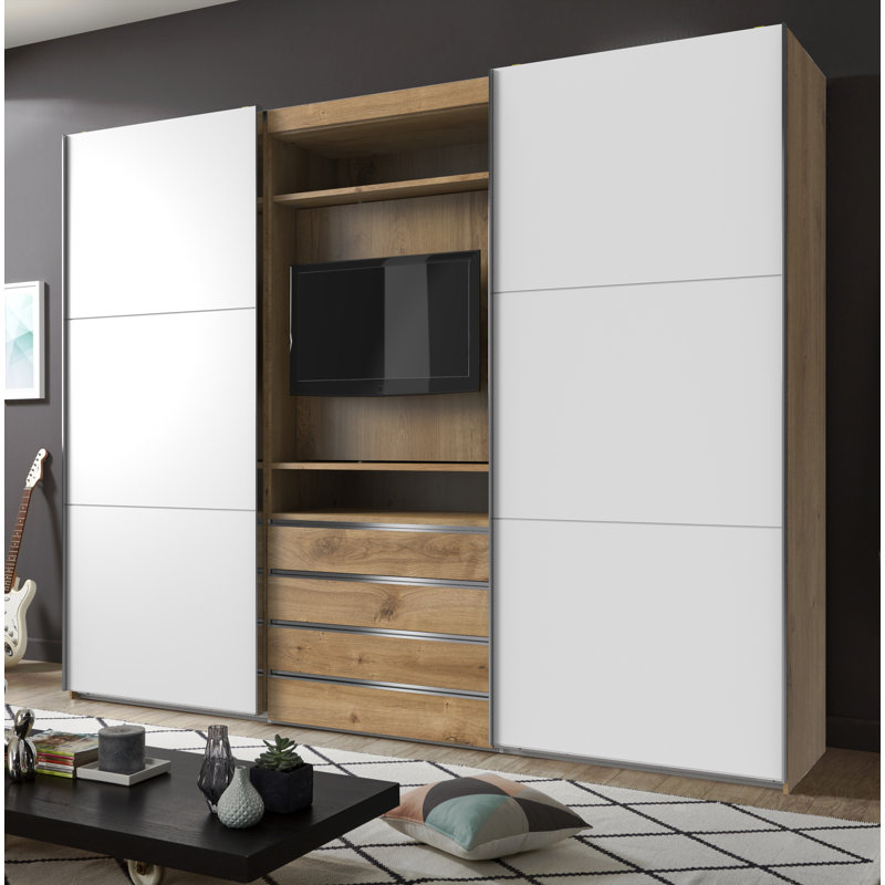 Branchburg 2 Door Manufactured Wood Wardrobe, White/Brown