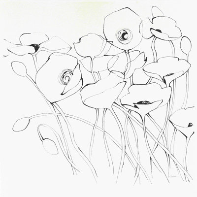 Black Line Poppies I