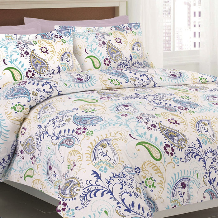 Cotton Flannel Paisley Duvet Cover, Queen