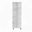 Armoire de salle de bain H 63 po en lin avec sept tablettes ouvertes, un tiroir et quatre pieds Mott, blanc