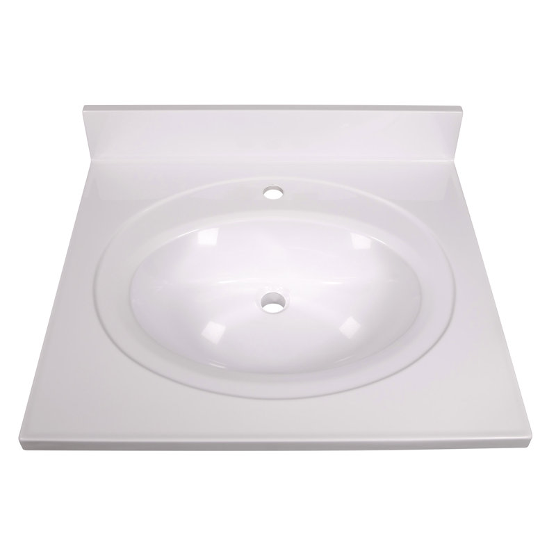 Brookings 25 Inch White Bathroom Vanity with Cultured Marble Top
