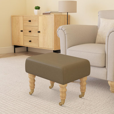 Acierno Natural Wood Caster Leg - Faux Leather