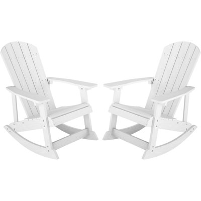 Outdoor Adirondack Rocking Chair HIPS All Weather Oversized Plastic Patio Chair Rocker(Two Sets)