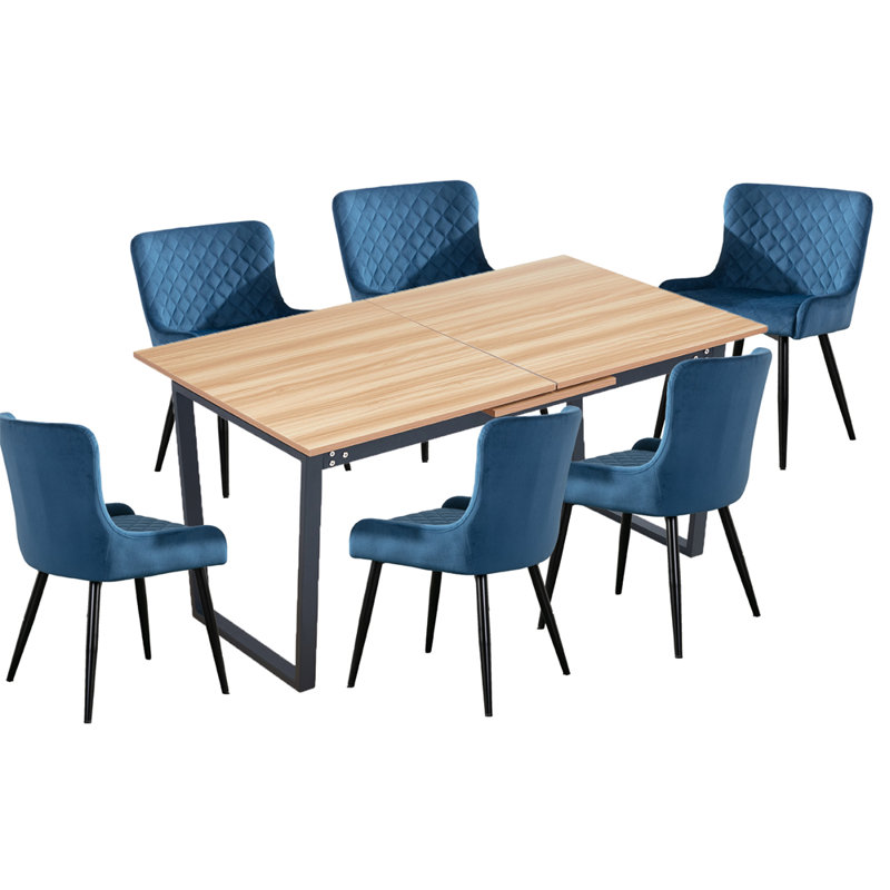 Kayleen 6 - Person Dining Set, Blue