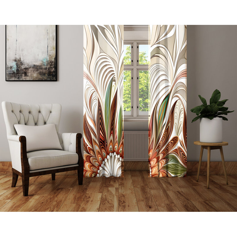 Paire de rideaux semi-transparents en polyester Aicia, L 20 po x L 52 po
