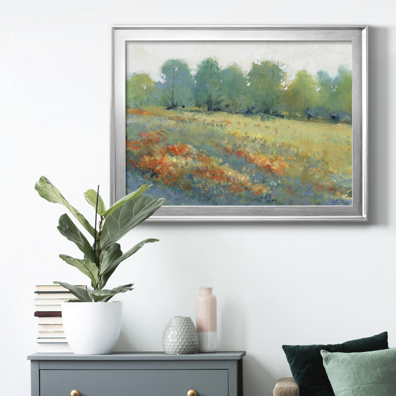 Paysage champêtre I - peinture encadrée, H 30,5 po x l 42,5 po x P 1 po, Argent, Pas de tapis