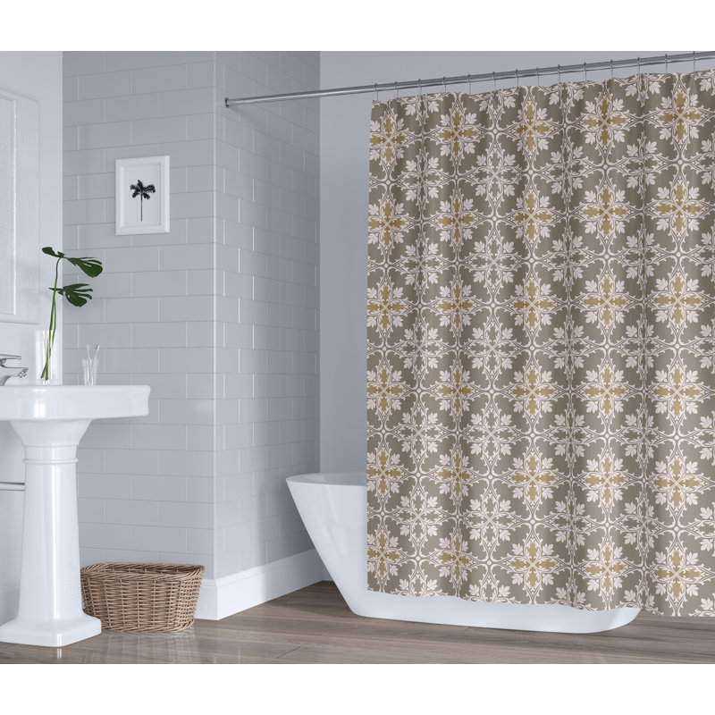 Delaia Geometric Shower Curtain, Brown/Beige, 90" H x 70" W