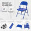 Ensemble de 4 chaises pliantes robustes bleues en acier-581518952