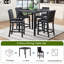 Ensemble de table 5 pièces à hauteur de comptoir, ensemble de table de cuisine en bois avec table carrée et 4 chaises rembourrées, table de salle à manger à hauteur de comptoir avec décoration en cristal et ensemble de chaises pour la cuisine, la salle à manger