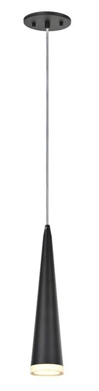 Luminaire suspendu 1 lumière à cône simple, Noir mat