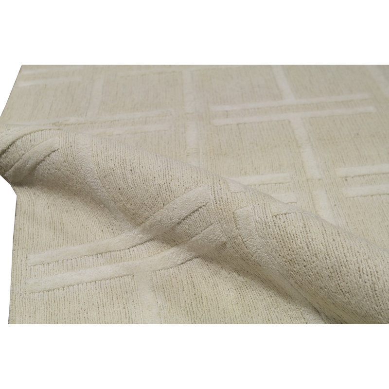 Hand-Knotted High-Quality White Area Rug