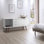 Commode double contemporaine moderne l 63 po Utopia avec 3 tiroirs pleine extension et 3 tablettes couleur crème d'érable et blanc