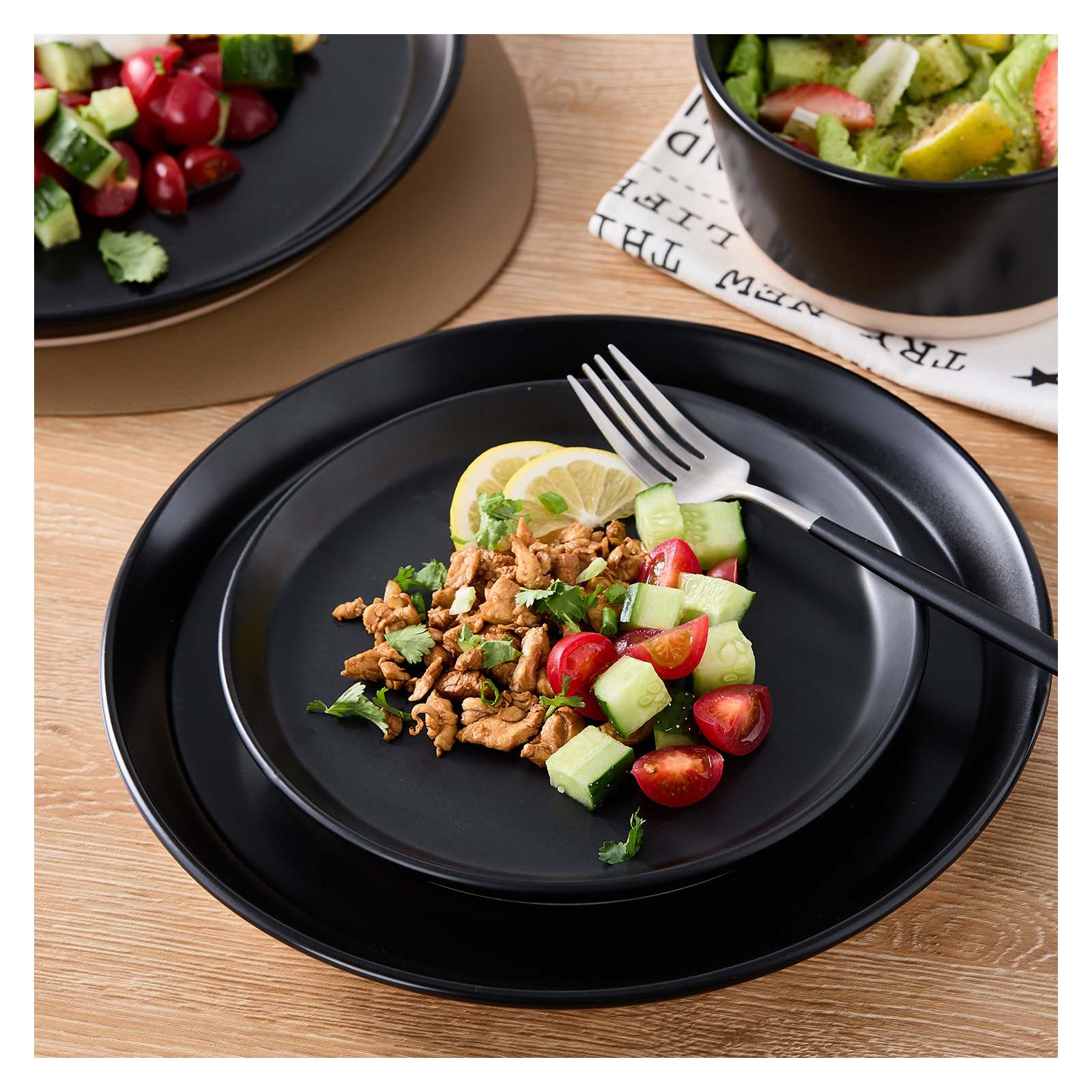 Stone Lain Jules 16-Piece Dinnerware Set Stoneware, Black