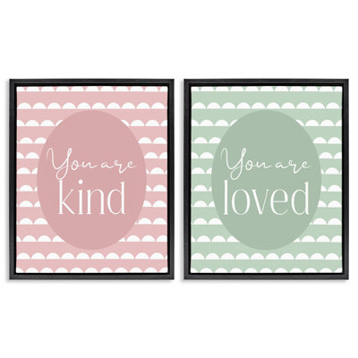 Pastel Kind & Loved 2pc Floating Frame Set, design by Christine Simpson Art
