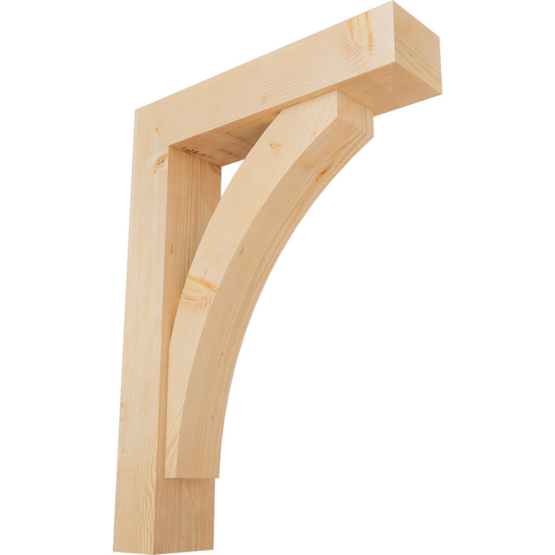 7 1/2"W x 32"D x 44"H Thorton Block Smooth Bracket w/ Offset Brace, Douglas Fir, 44 x 32, 7 1/2"W Douglas Fir (Smooth)