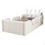 Très grand lit plateforme tapissier, beige