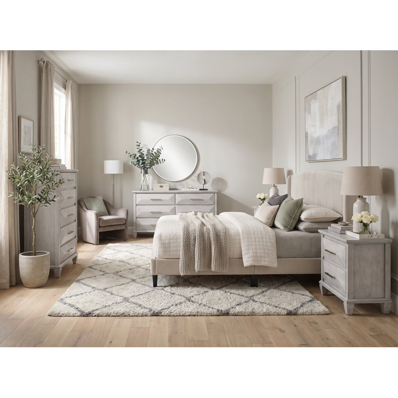 Jolande Contemporary 5 Pieces Bedroom Set, 5 Pcs: Bed, 2 Dressers, 2 Nightstands, King