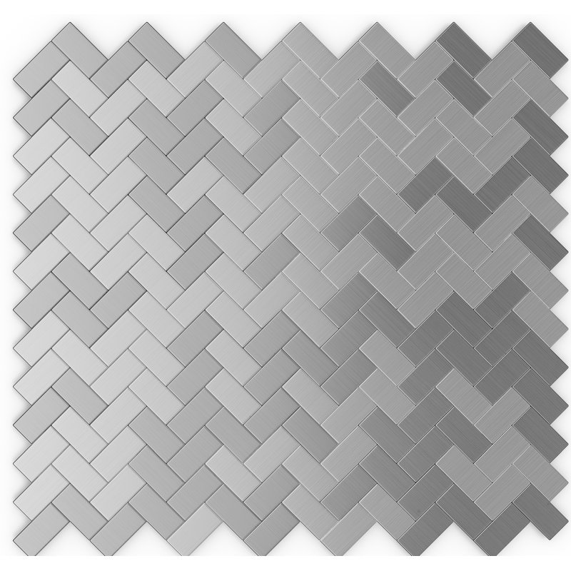 Carreau de mosaïque pelez et collez en métal 12 po x 12 po, Gris